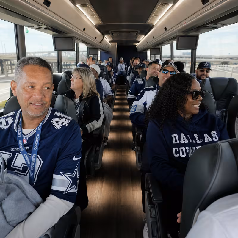 Passenger seating aboard a Dallas party bus rental
