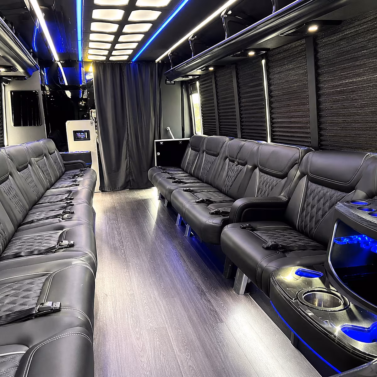 Dallas Birthday, Sweet 16, & Quinceañera Transportation party bus interior