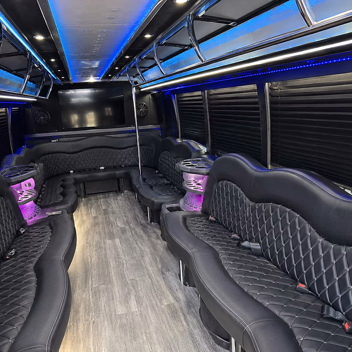 Dallas Prom & Homecoming Transportation party bus interior