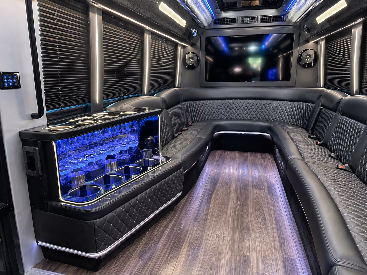 Dallas Prom & Homecoming Transportation party bus interior