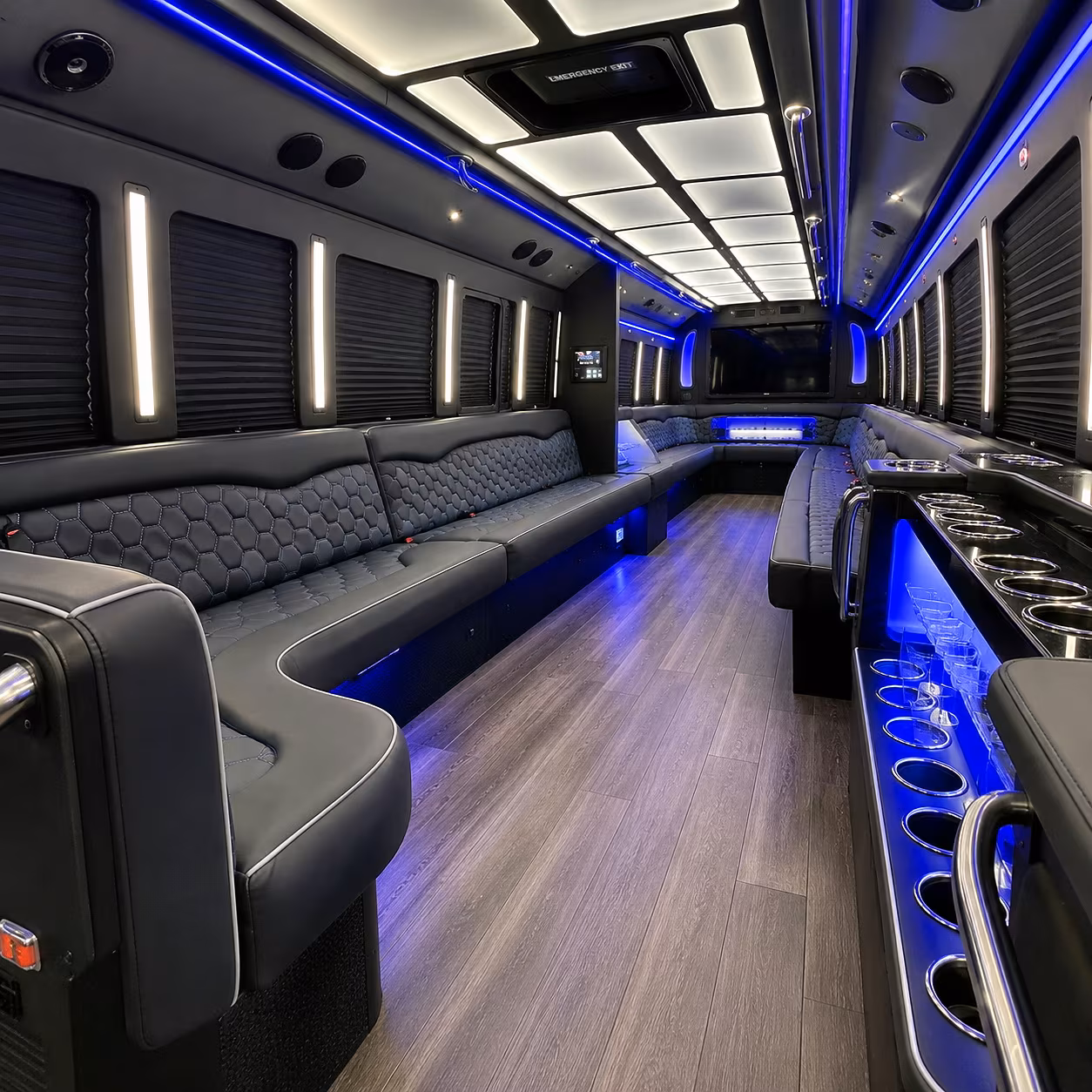 Dallas Wedding Transportation party bus interior