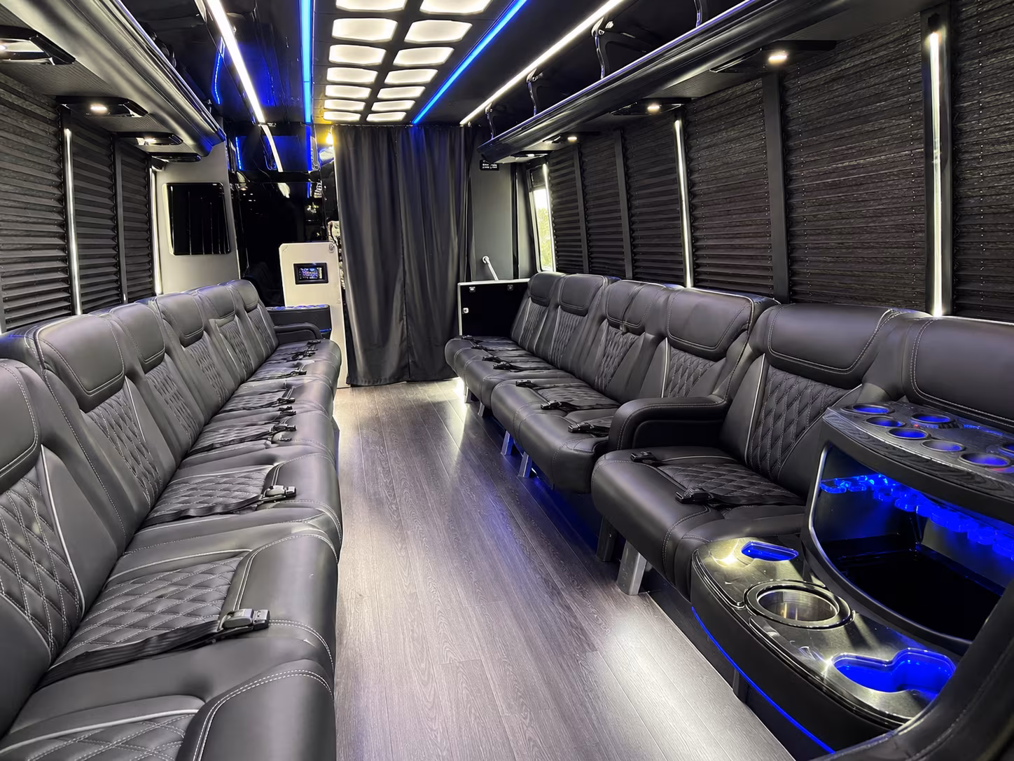 Dallas Wedding Transportation party bus interior