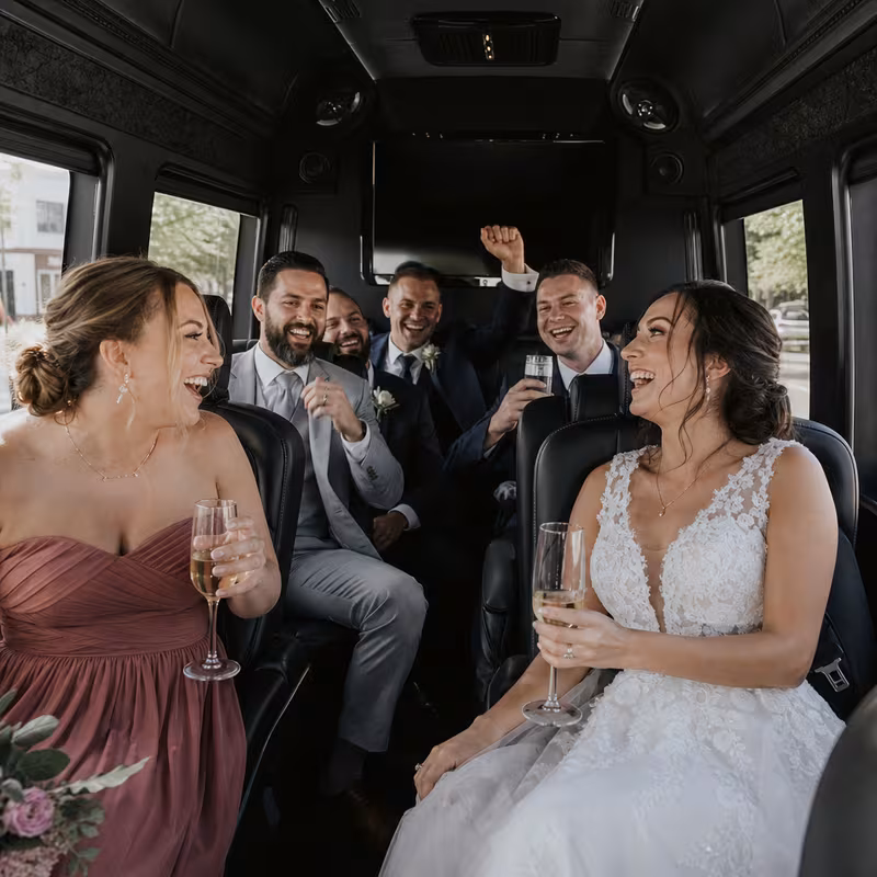 Black Mercedes Sprinter van staged for an Dallas Wedding Transportation group