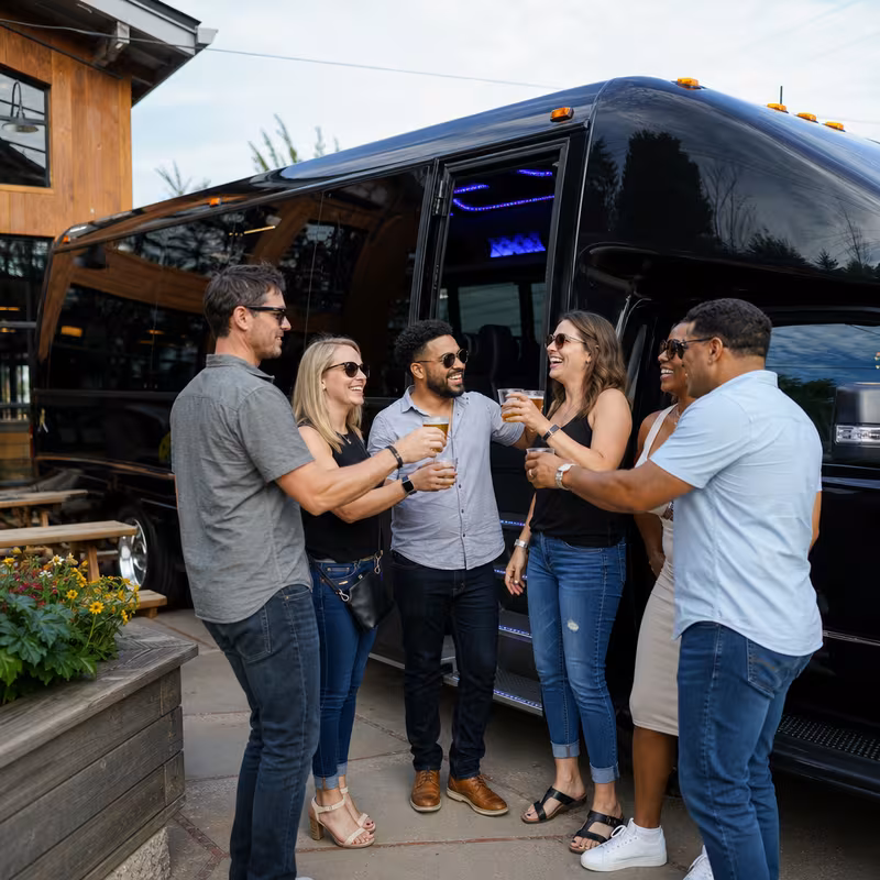 Passengers loading luggage while boarding an Dallas group shuttle